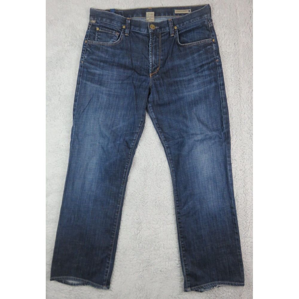 Mens Citizen Of Humanity Blue‎ Jeans Evans Size 33 Made In USA Y2K Straight VTG